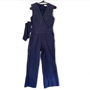 L'AGENCE Navy Pinstripe Jumpsuit